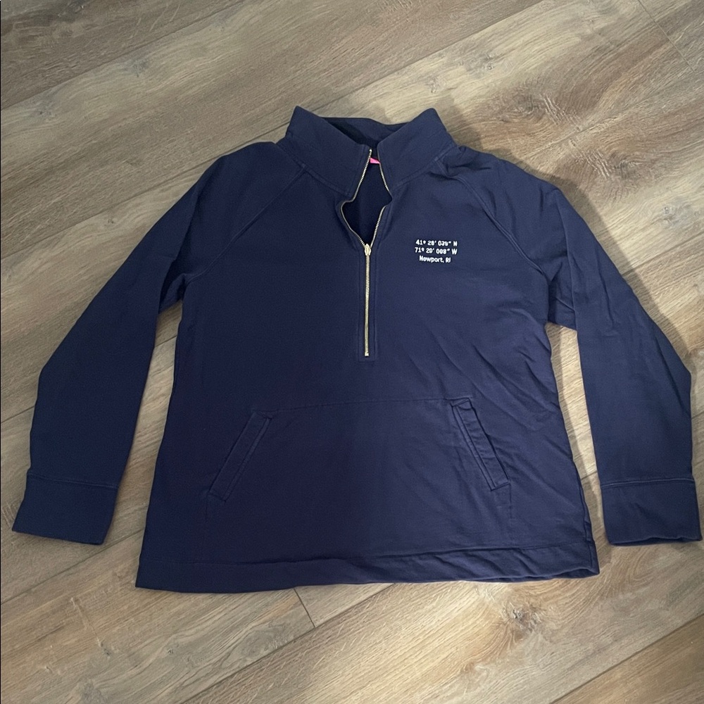 Lilly Pulitzer Navy Half-Zip Pullover with Front Pocket